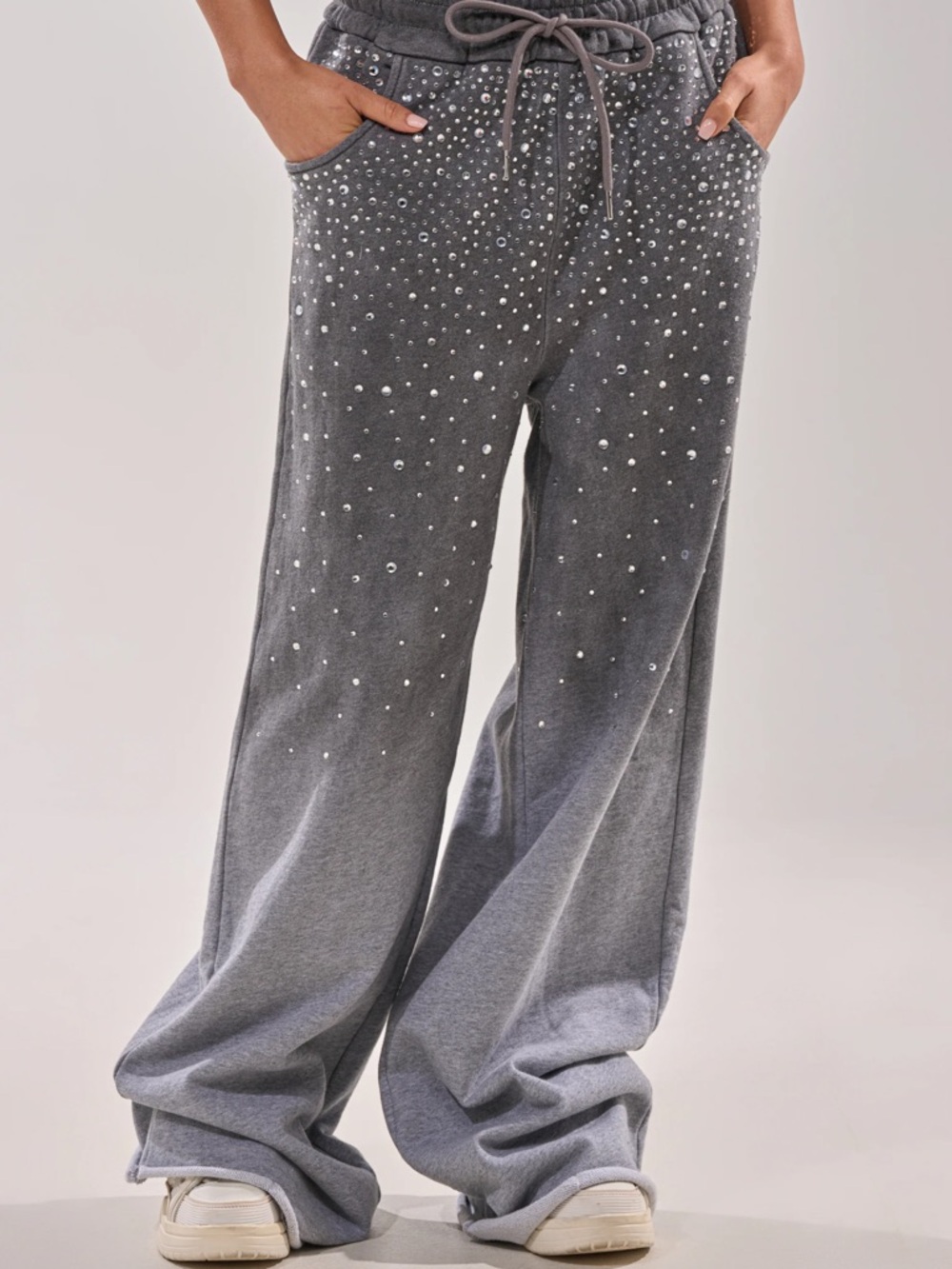 NWT AKIRA Night Sky Grey Studded Muscle Tee & Joggers Set - Picture 8 of 13